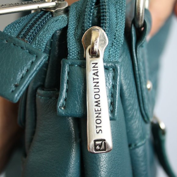 Teal Green Stone Mountain Leather purse Shoulder bag Rich deep Colour Autumn - Picture 10 of 15